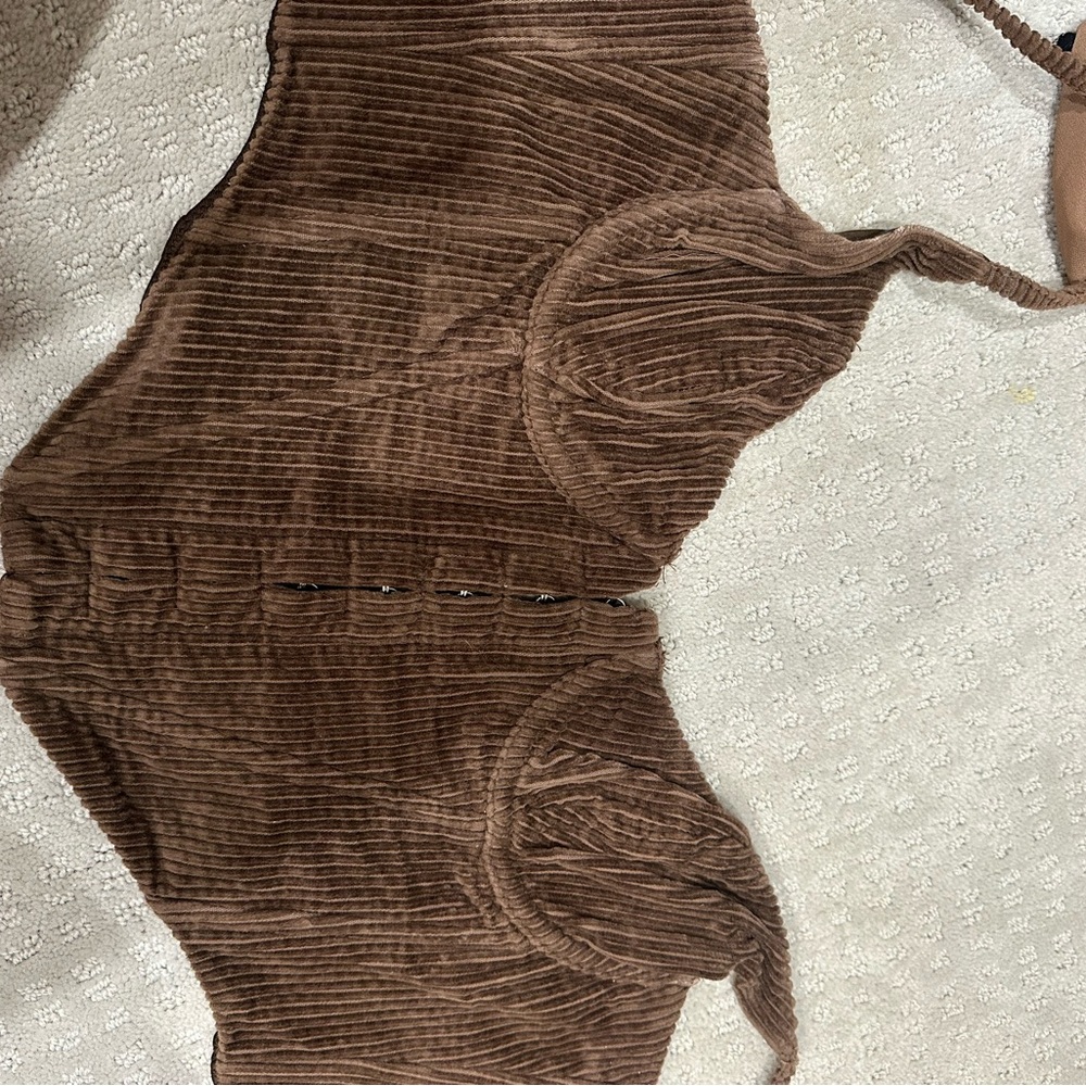 Brown Corduroy Button-Up Corset